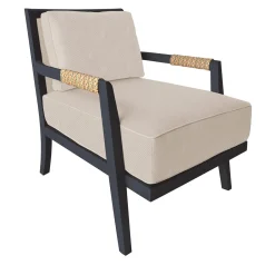 Lounge Chair Dan in pelle beige e legno di frassino nero*Garbarino Collections Outlet