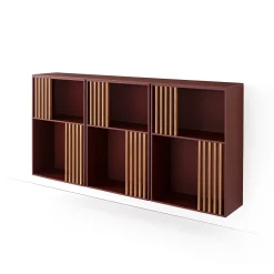 Madia Mondrian Rosso Amaranto con Accenti in Legno di Frassino*Morica Design