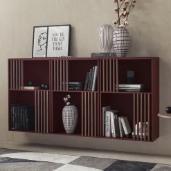 Madia Mondrian Rosso Amaranto con Accenti in Legno di Frassino*Morica Design