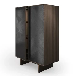 Madia Solferino in noce Canaletto burnished anta intarsio nero antracite*Arcari Arredamenti Clearance