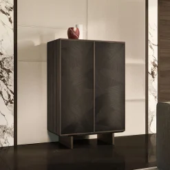 Madia Solferino in noce Canaletto burnished anta intarsio nero antracite*Arcari Arredamenti Clearance