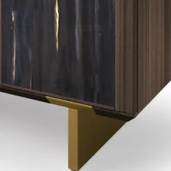 Madia Solferino in noce Canaletto burnished ante vetro artistico nero*Arcari Arredamenti Outlet