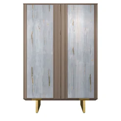 Madia Solferino in noce Canaletto Concrete ante vetro grigio-azzurro*Arcari Arredamenti Hot