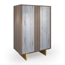 Madia Solferino in noce Canaletto Concrete ante vetro grigio-azzurro*Arcari Arredamenti Hot