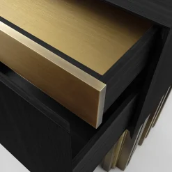 Mirage Vintage con scultura in ottone fatta a mano Credenza nera*Laab Outlet