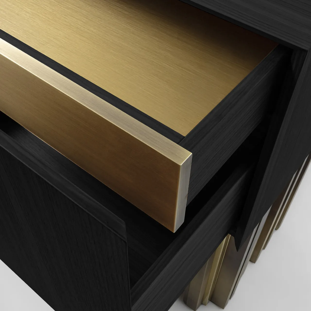 Mirage Vintage con scultura in ottone fatta a mano Credenza nera*Laab Outlet