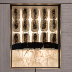 Mobile bar Cosmopolitan a 2 porte in legno intarsiato grigio*Chiara Provasi Outlet