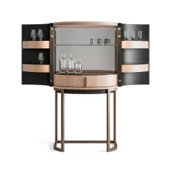 Mobile bar curvo in noce chiaro*CPRN Homood Outlet