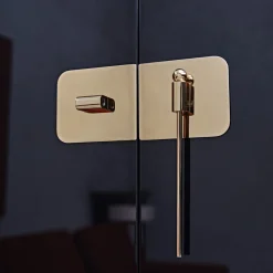 Mobile bar Mai Tai blu-nero in legno e metallo dorato*Black Tie New