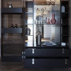 Mobile bar Teomondo a 2 porte in eucalipto fumé*Ultramobili Clearance