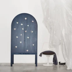 Mobile contenitore Blossom Blue con doppie ante e inserti in ceramica*Sergio Mannino Studio Outlet