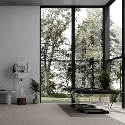 Mobile Gualtiero Canaletto in noce con dettagli in acciaio e vetro*Teckell Hot