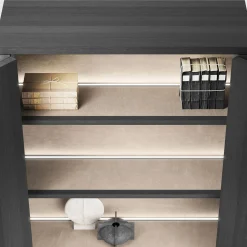 Mobile in Pelle Nera Ruvida e Legno di Frassino Vittorio*Giopagani Clearance