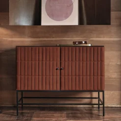 Mobiletto basso in pelle marrone Mizar di Dainellistudio*Daytona Sale