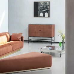 Mobiletto basso in pelle marrone Mizar di Dainellistudio*Daytona Sale