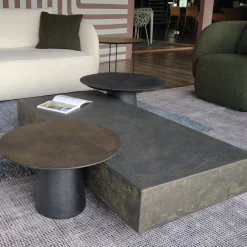 Monolite Tavolino Rettangolare Medio In Resina Spatolata Color Bronzo*Disain 1971 Discount