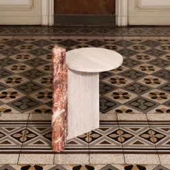 Mostro III Rosa Peralba Marmo e Travertino Tavolino*MMOOS. Clearance