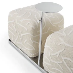 Ottomano a due posti Bon Bon in tessuto bianco con tavolino*Sitia Outlet