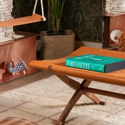 Panca Branda in cuoio pieno fiore cognac*Tonucci Collection New