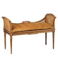 Panca con cuscino in velluto marrone Luigi XVI*Cugini Lanzani Discount