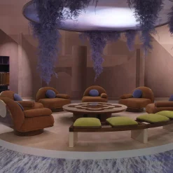 Panca curva a 4 posti Rail di Lorenza Bozzoli*Fratelli Boffi Hot