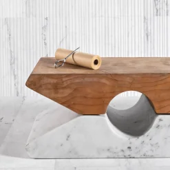 Panca in Marmo e Legno Molletta*Luce Di Carrara Clearance