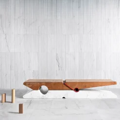 Panca in Marmo e Legno Molletta*Luce Di Carrara Clearance