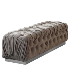 Panca in velluto abbottonato in tessuto sabbia*Giorgio Collection Outlet