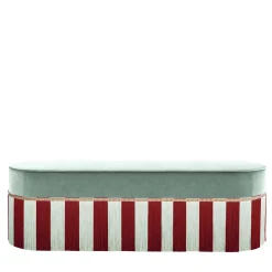 panca in velluto blu chiaro con frange bicolore*Lorenza Bozzoli Couture