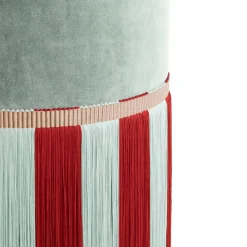 panca in velluto blu chiaro con frange bicolore*Lorenza Bozzoli Couture