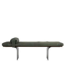 Panca Minerva in pelle verde con base metallica curva*Borzalino Outlet