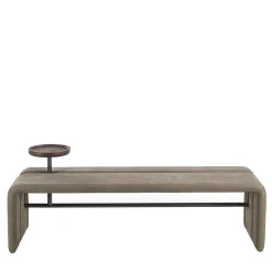 Panchina Butter in Pelle Marrone con Vassoio in Noce*Durame Sale