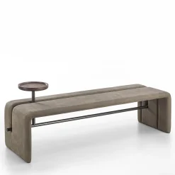 Panchina Butter in Pelle Marrone con Vassoio in Noce*Durame Sale