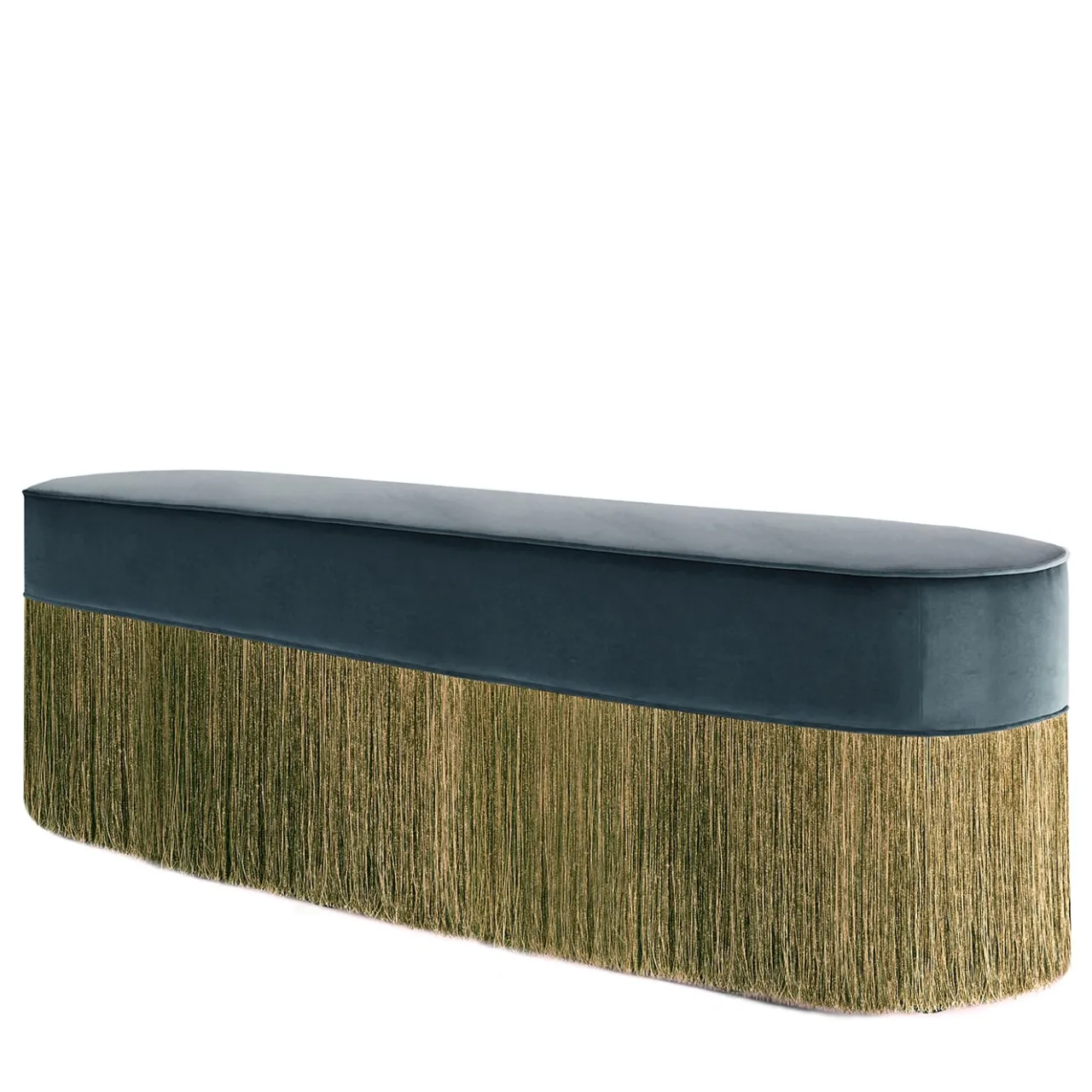 Panchina con frange blu, oro e verde*Lorenza Bozzoli Couture Sale