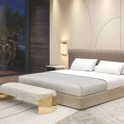 Panchina Flare 03 Grigia con Gambe in Metallo Champagne*Morello Gianpaolo Online