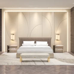 Panchina Flare 03 Grigia con Gambe in Metallo Champagne*Morello Gianpaolo Online