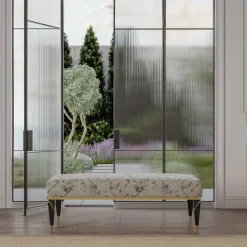 Panchina imbottita floreale nera e marrone della collezione Studio Privè*Guerra Vanni New