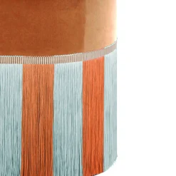 Panchina in velluto arancione con frange azzurre e arancioni*Lorenza Bozzoli Couture Best