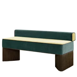 Panchina in velluto verde giallo Tria con frange*Lorenza Bozzoli Couture Clearance