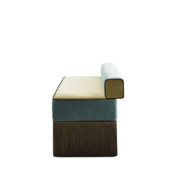 Panchina in velluto verde giallo Tria con frange*Lorenza Bozzoli Couture Clearance