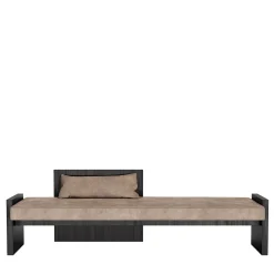 Panchina P.Bench in pelle marrone e pannelli in legno scuro*Emmemobili Online