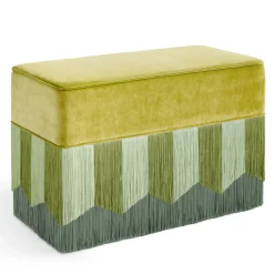 Panchina rettangolare in velluto giallo acido Plissé*Lorenza Bozzoli Couture Best