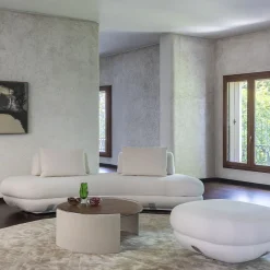 Piccolo pouf in tessuto bianco Harold di Pulina Exclusive Interiors*Daytona