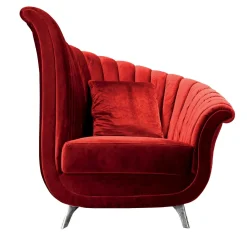 Poltrona a conchiglia in velluto rosso*Ros Italia Interiors Online