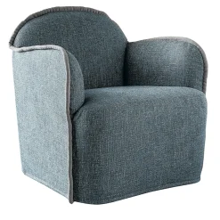 Poltrona Ada in tessuto azzurro e piping di Paola Navone*Casamilano Discount