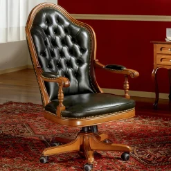 Poltrona alta in pelle nera*Marzorati