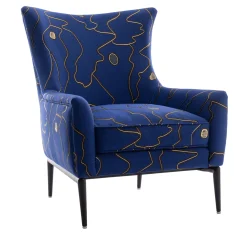 Poltrona Bergère dalle Linee Fluide Vivian Blu*Softhouse New