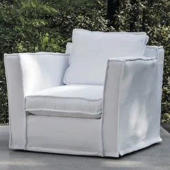 Poltrona Cayo Largo da esterno in tessuto bianco con cuscini*Villevenete Best