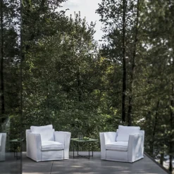 Poltrona Cayo Largo da esterno in tessuto bianco con cuscini*Villevenete Best