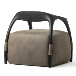 Poltrona Chassis in legno massiccio di frassino nero e rivestimento in pelle*Durame Sale